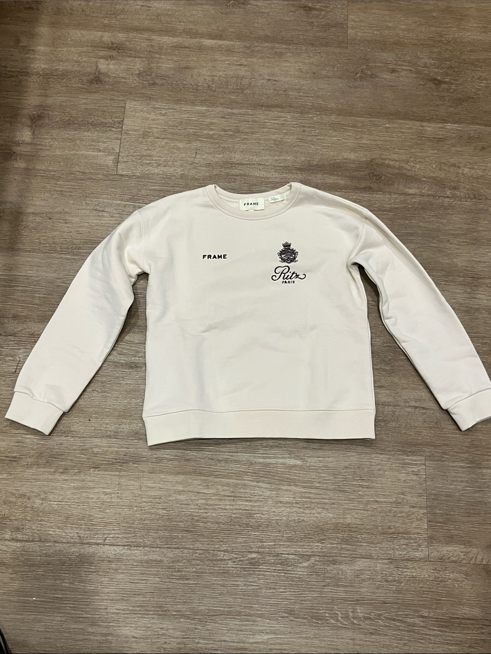 Frame Denim x Ritz Paris Junior Suite Cream Crewneck Sweatshirt